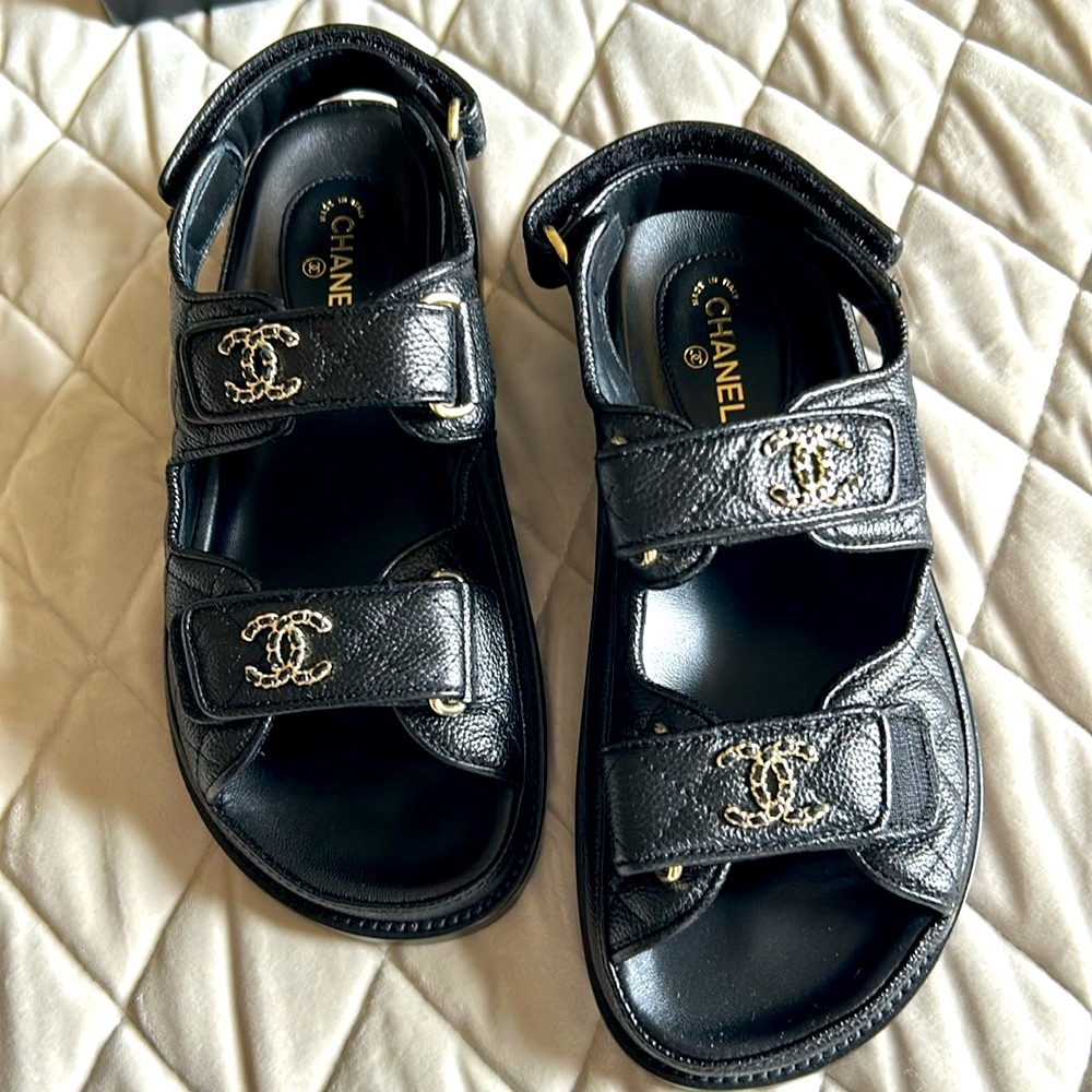 Chanel DADS SANDALS Grained Leather 36